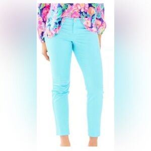 Lilly Pulitzer Kelly Ankle Pants Sea Salt Blue Jaquard.